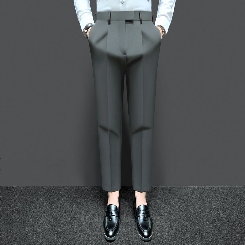 Autumn Men's Pants Korean Casual Waffle Suit Pants Fashion Men's Clothing 6 Color Spot Men's Cropped Pants