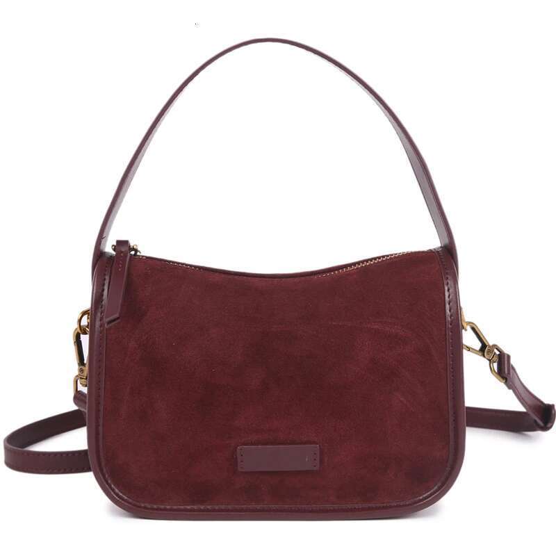 Suede Cowhide fashion ladies shoulder cross coffe bag designer women brown handbag angola red