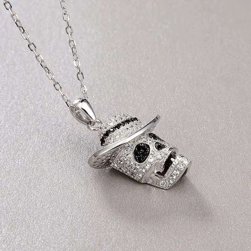 HipHop Mens Punk Jewellery Necklace Dia Skull Hat Pendant Necklaces Street Rock Jewelry