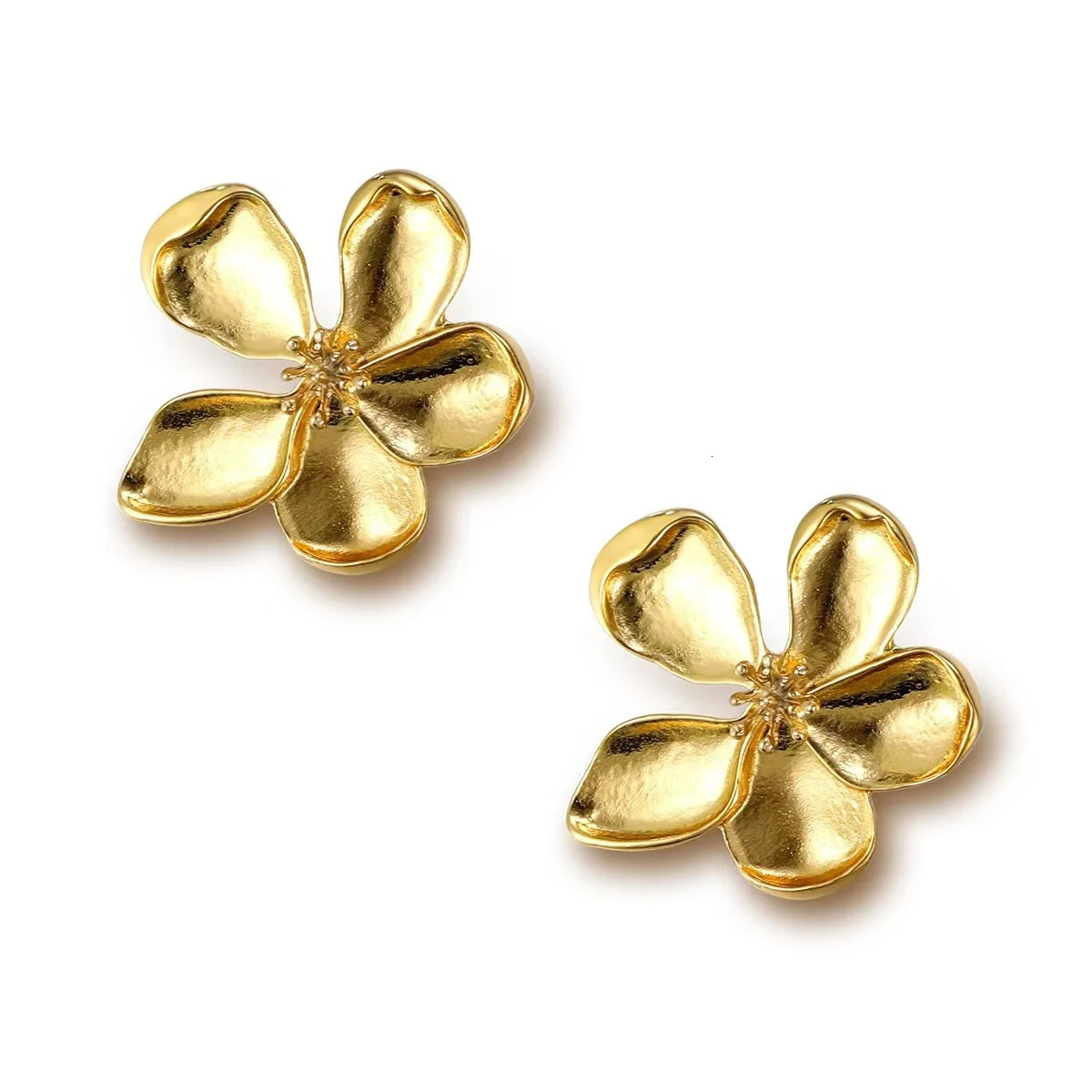 With Exaggerated Metallic Texture And Light Three-Dimensional Flower Earrings From Europe And America Suitable For Daily 250515