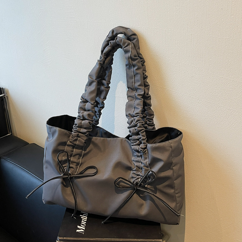Free Delivery Designer Bag Wrinkled Bow For Women 2025 Trendy Korean Tote Large Capacity Canvas Beauty Women's Bag Luxury Bag