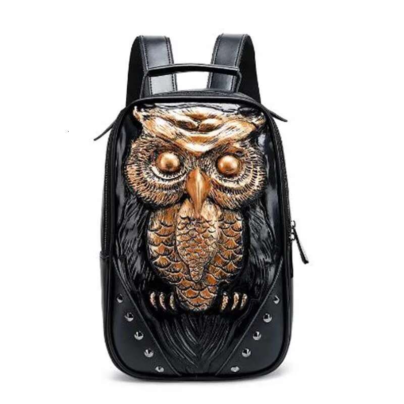 New Fashion 3D Emed Owl Backpack For Women Travel Men Rivet Bag Personality Waterproof Lady Cool School Bags