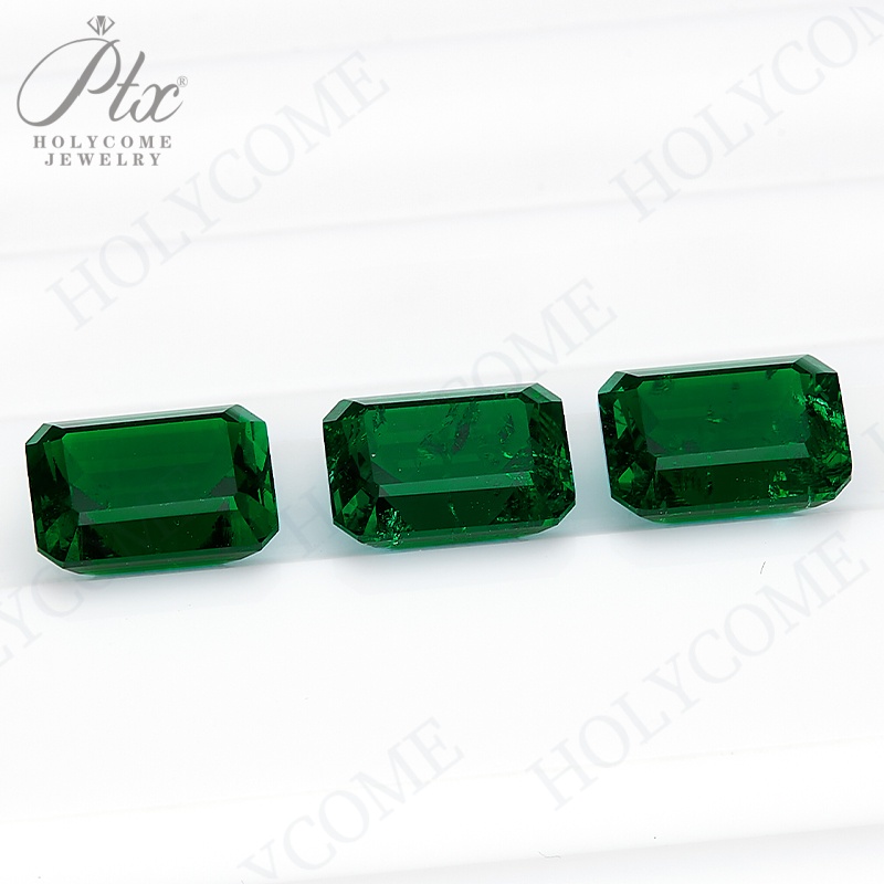 Lab Grown Zambian Emeralds Loose Colombia Emeralds Hydrothermal Hand Cutting Emerald Cut With Cracks Inclusions Inside Charms