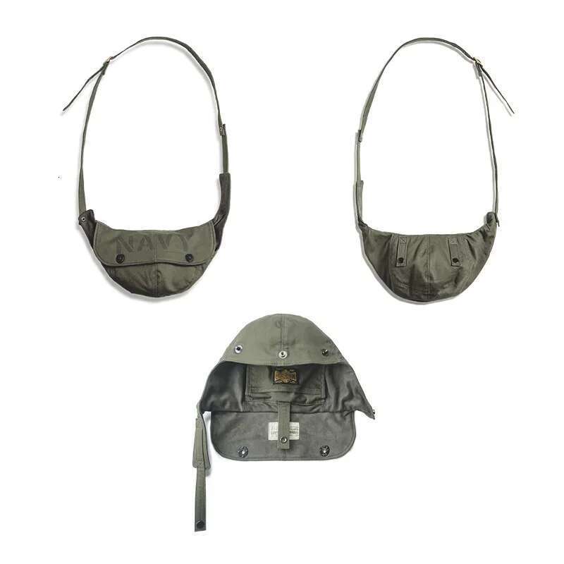 Maden Retro Green Shoulder n1 Navy Deck Bag Multifunctional Suede Lining Hats Warm Windproof Hat Detachable Dual Usage