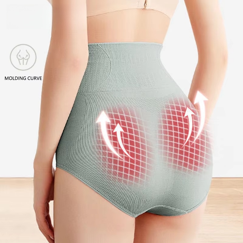 High Waist Briefs Striped Control Bikini Large Size 3PCS Seamless Sexy Women Thongs Shorts Sexy Underwear Bodyshaper Slimming High Waist Seamless Pant