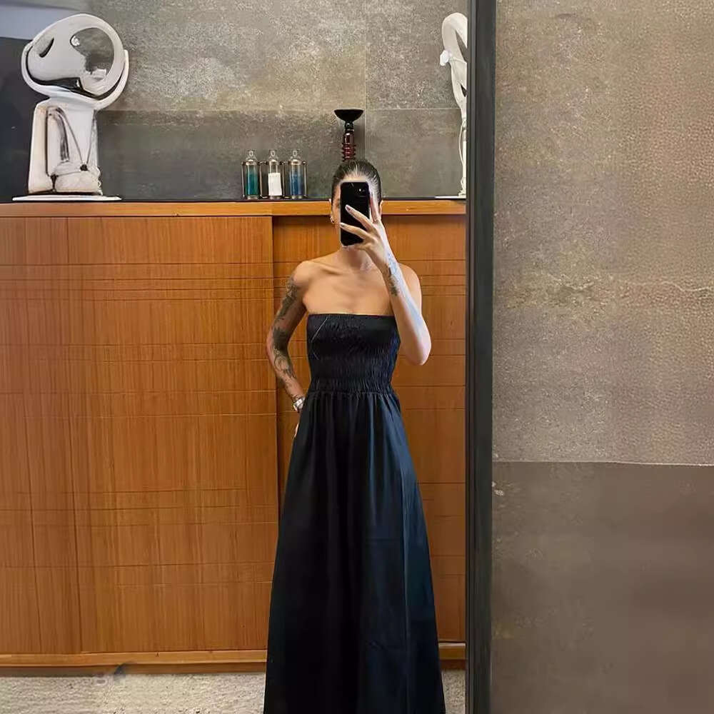 White Dress Maxi Dress 2024 Summer New Bra No Back Elegant Women's Dress With Embracing Craftsmanship KQ