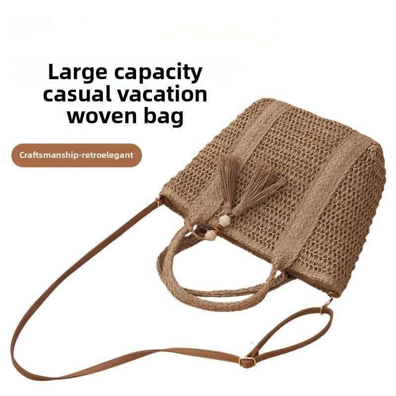 New Close-Fitting Large-Capacity Straw Woven Tote High-Value Portable Shoulder Messenger Women's Bag