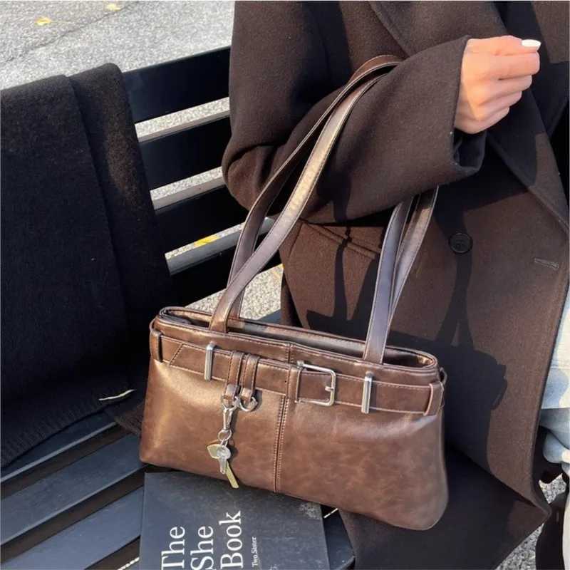 Belt Design PU Leather Shoder Bags Wen 2025 New Autumn Winter Korean Women Luxury Underarm Bag Fem Trend Handbags Z250516