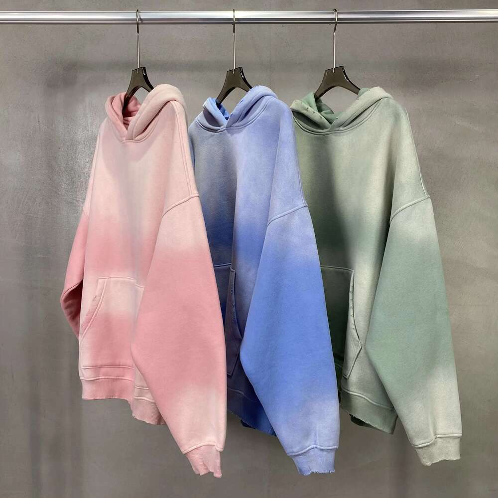 Solid Color Blanks Plus Fleece Thicken Spray-Dyed Aged Hoodie Designer