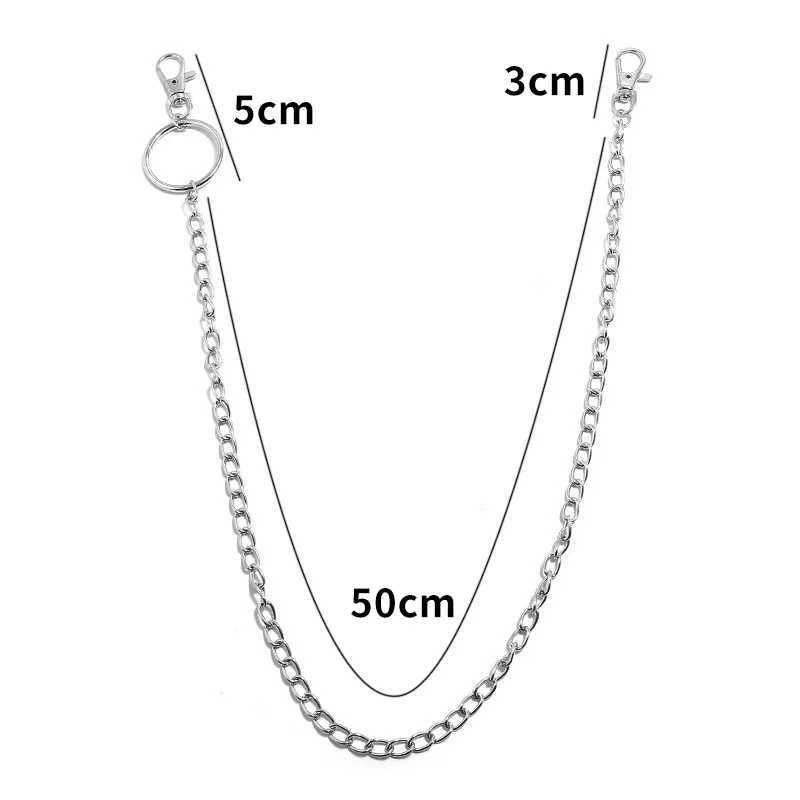 Metal Belt Chain HipHop Rock Punk Hook Trousers Pants Waist Link Metal Wallet Chain Keychain Ring Clip Keyring Jewelry Y250515