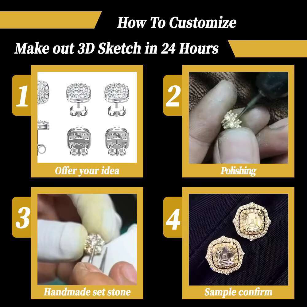 Hip hop Jewelry Men's Tested with Vvs GraMoissanite 10k Gold Earrings