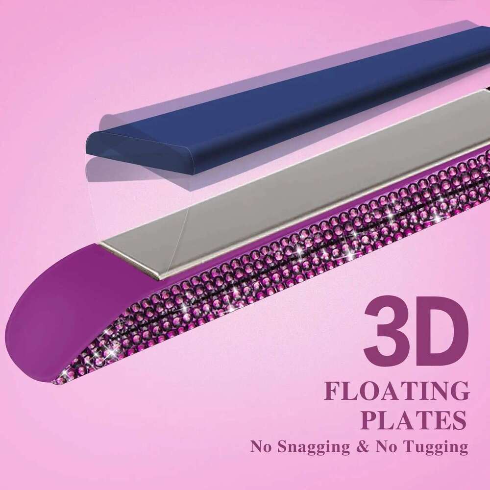 Professional Hair Straightener Titanium Flat Rhinestone Straightening Iron Salon High Heat 470F Dual Voltage LCD Display
