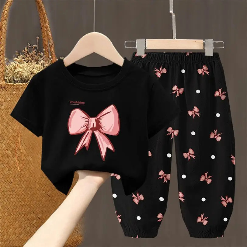 Summer Sets Childrens Clothing Girls Kids Toddler Clothes Cute Fashion T-shirt Top Pants 2PCS Baby Girl Clothes 250515