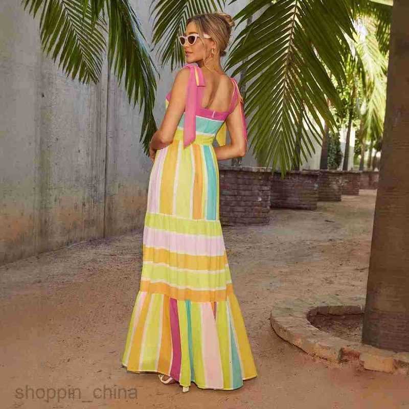 Women Dresses Spring/Summer New Multi Color Square Seaside Vacation Dress for Women