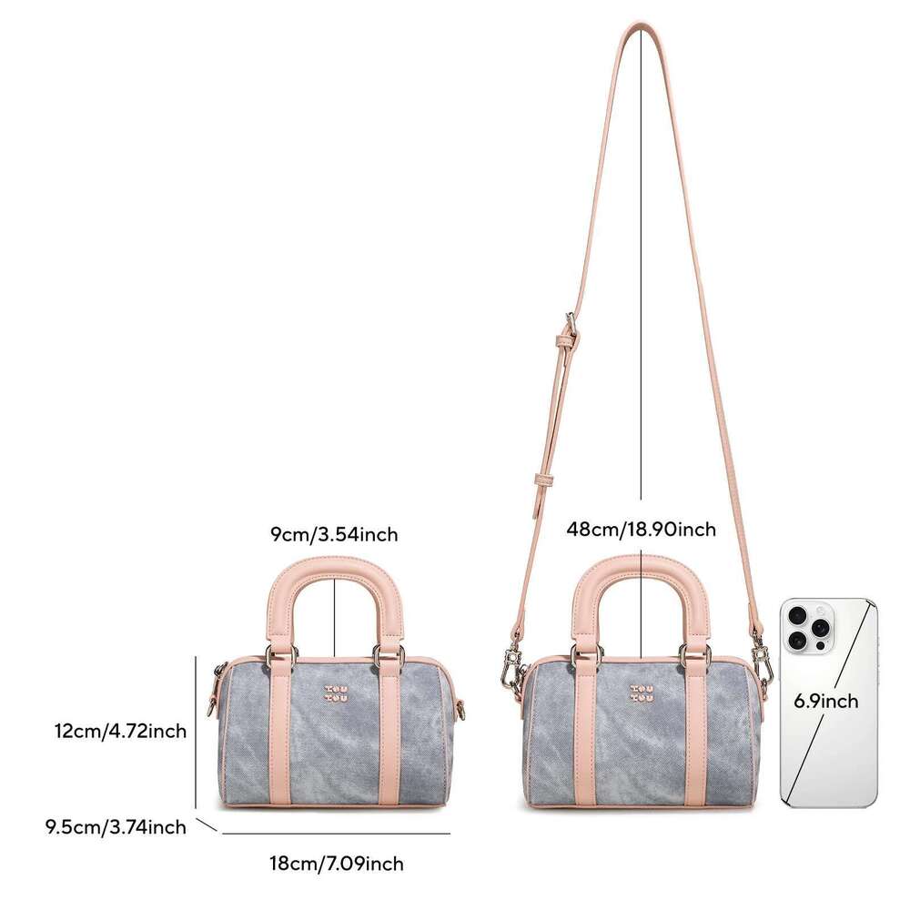 TOUTOU Women Boston For Birthday Gift Blue Cute Pendent Bowling Handbag Adjustable Long Shoulder Strap Original Designer Bag