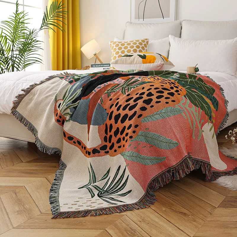 High Quality Women Leopard Throw Blanket Multifunction Beach Sofa Covers Cobertor Tassel Dust Cover Air Conditioning Blankets For Bed deken T250515