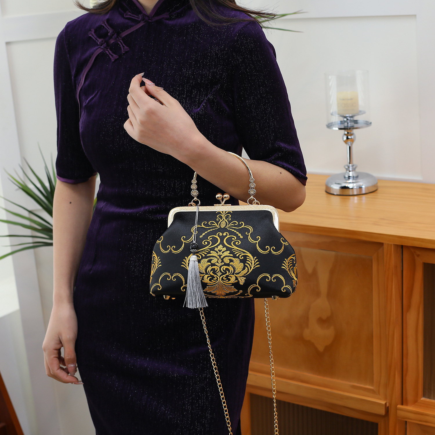 Top quality Brand High Quality Wind handbag, cheongsam womeg live streaming women's single shoulder crossbody bag, hand-held bag New Free Deliver