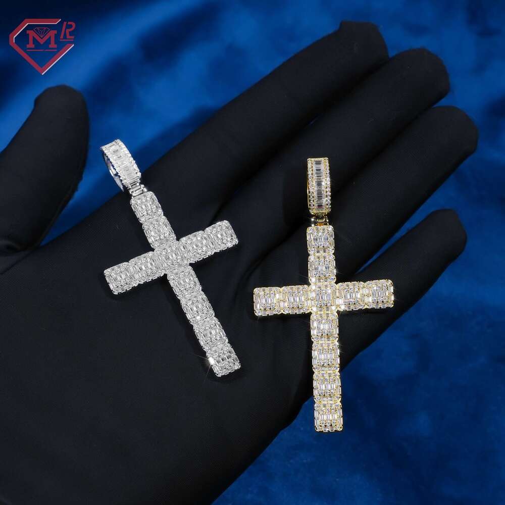 Fully chilled hip-hop pendant, men's cross charm, pure sier moissanite pendant