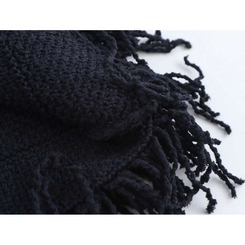 DEEABAE Korean Version Women's Tassel Embellishment Temperament Lapel Long Sleeved Knitted Cardigan High Waisted Skirt Set
