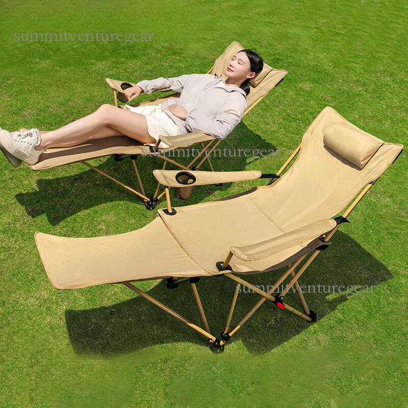 Outdoor folding high back moon with four adjustable settings, suitable for sitting lying, camping and fishing chair, portable lounge chair
