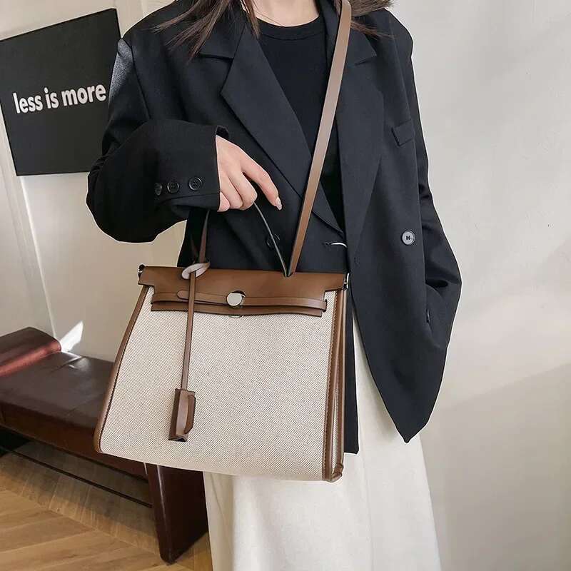 Women's Canvas Kelly Bag: Spacious Crossbody & Shoulder Tote, Color-Blocking Boho Chic Designer Purse for Day to Night