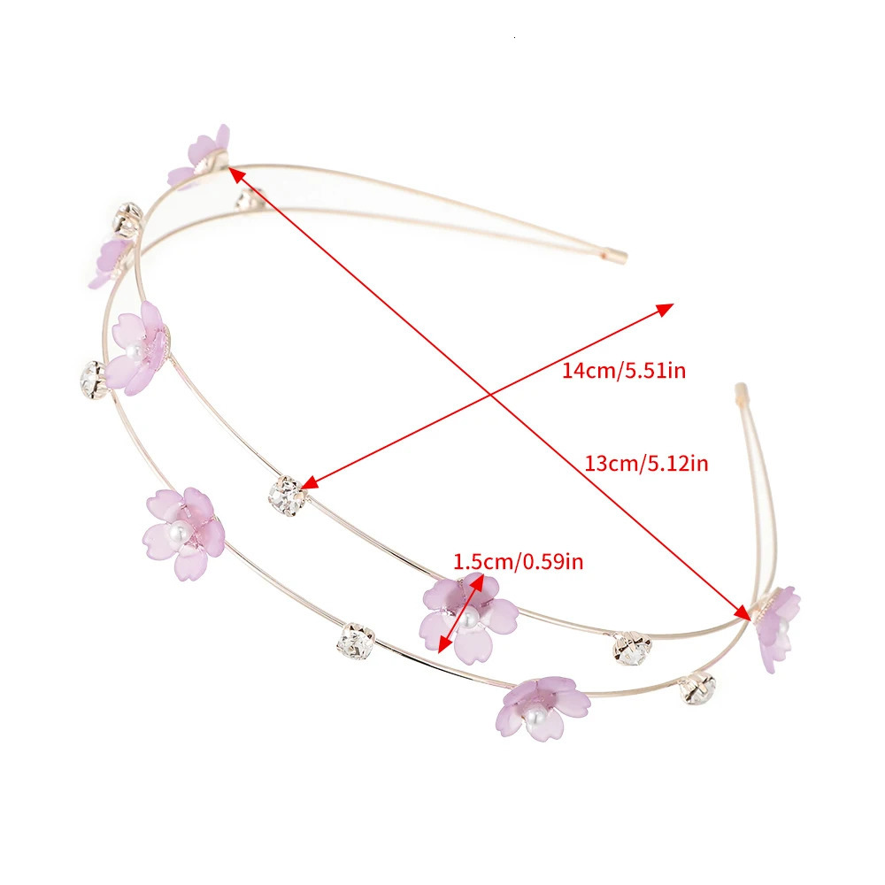 AWAYTR Double Layer Metal Hairband Flower Pearl Headband for Women Headwear Shiny Rhinestone Hair Band Hoop Hair Accessories 250509