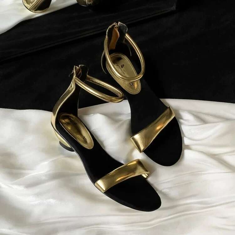 2025 New Suede Female Open Toe Black Leather Soft Flat Shoes Ladies Casual Cover Heel Party Sandals