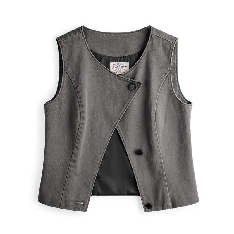 Maden Casual Sleeveless Cardigan Vest Womens Spring and Summer Vintage Single Breasted Layering Waistcoat Versatile Tank Tops 250506