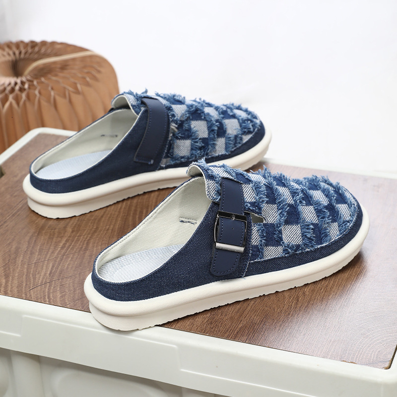 Spring New Baotou Casual Shoes Half Tote Men S One Step Stepping Boken Denim Fashion Casual Shoes Comfortable Slippers Ddmysaturn