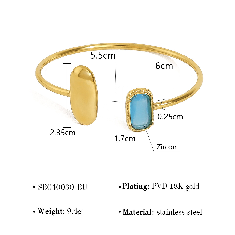 Gold Retro Color AAA Zircon Stainless Steel Bracelet for Women Simple Geometric Opening Bracelet