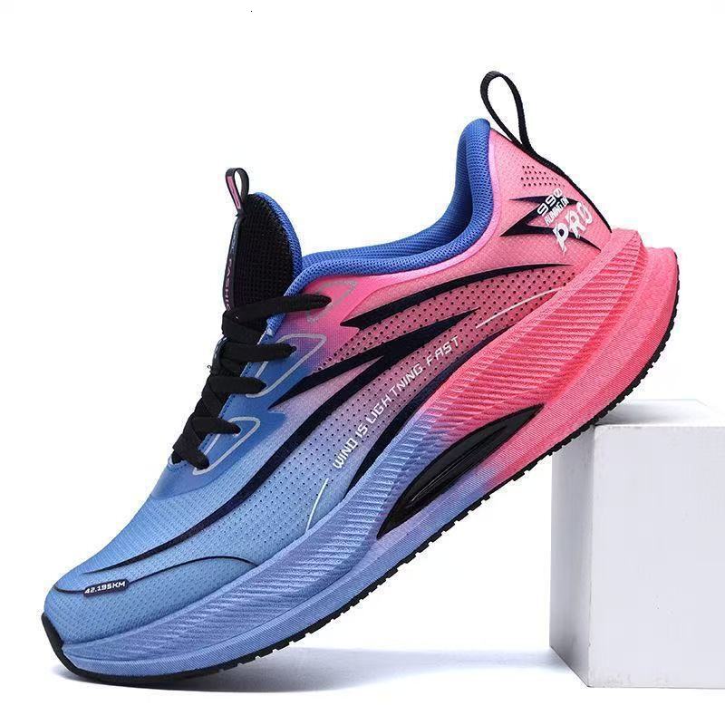 Men's new trendy ultra light carbon plate shock-absorbing running shoes, men's breathable casual sports shoes