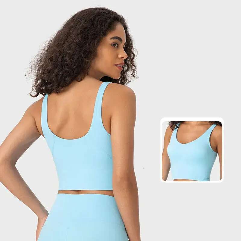 2054-Gym Clothes Women Underwears Yoga Tank Tops Light Support Sports Bra Fiess Lingerie Breathable Workout Brassiere U Back Sexy Vest with Removable 