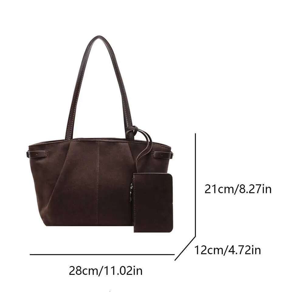 Women Suede Tote Inner Pocket Underarm With Zipper Solid Color Satchel Bag For Work Travel