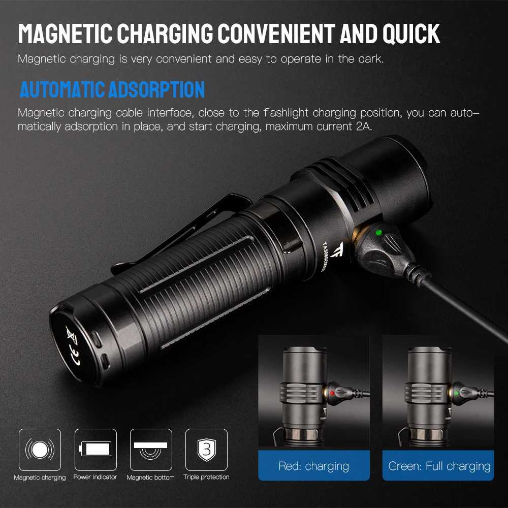 Trustfire MC5 LED EDC Flashlight 3300Lumen Rechargeable Lamp 21700 Battery Torchs with Magnetic USB Charging and Power Indicator Z250514
