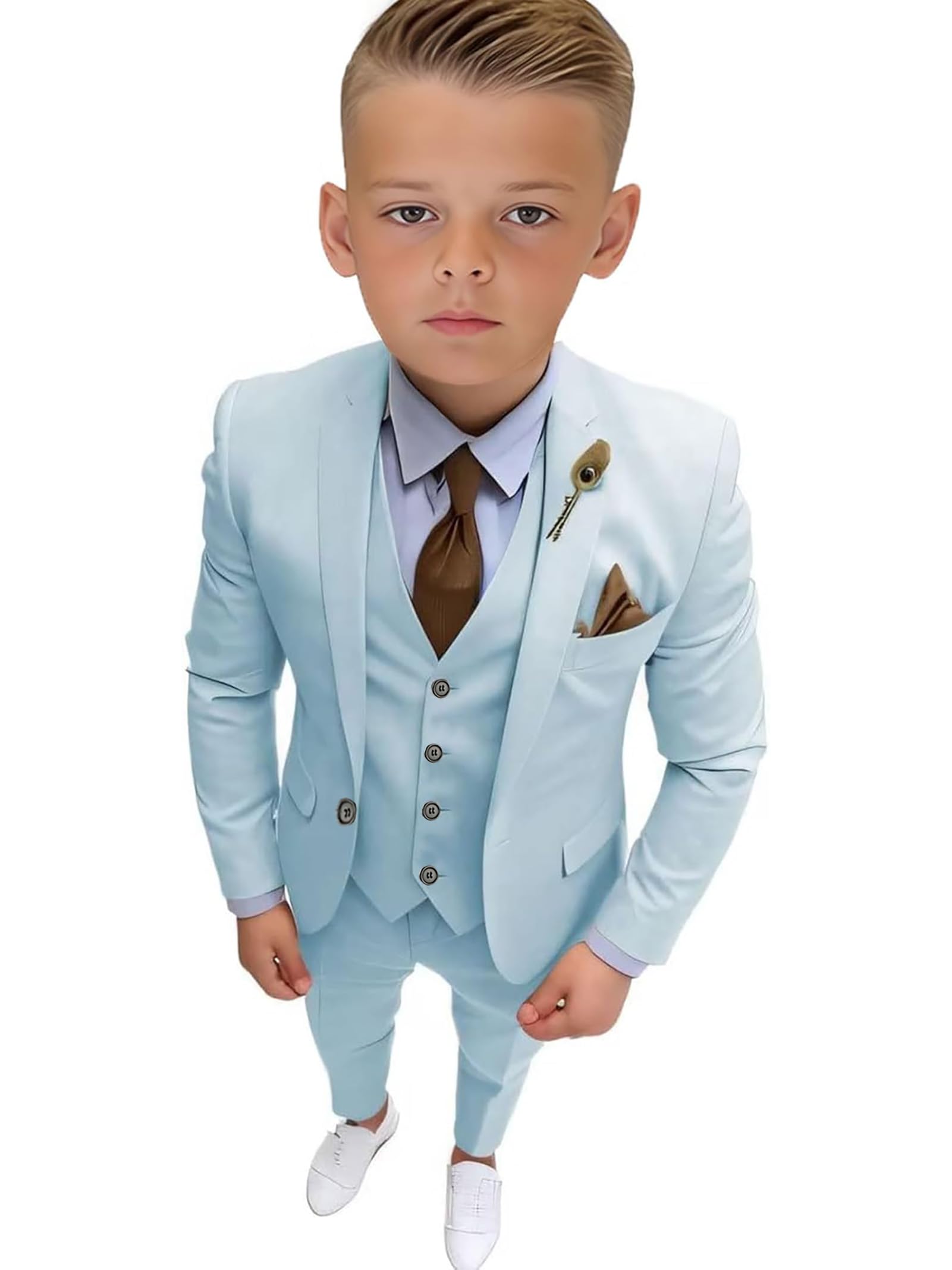 Boys Tuxedo Suit Slim Fit Three Piece Kids Tuxedo Suit for Boys Formal Suit Jacket Blazer Pants Vest Set