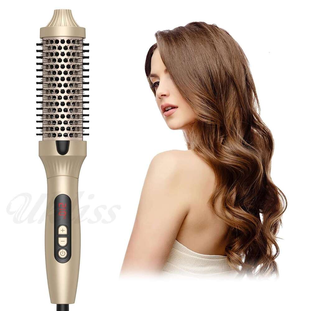 Volumizing Comb Heated 10 Temperature Setting Hair Styling Tool Heating Round Brush Professional Curling Iron