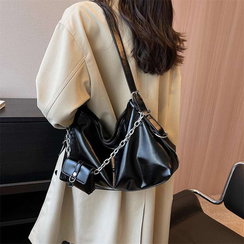 Sier Soft Hobos Shoulder Crossbody Bags For Women Trend Fashion PU Leather Designer Handbags Female Underarm Bag With Purse