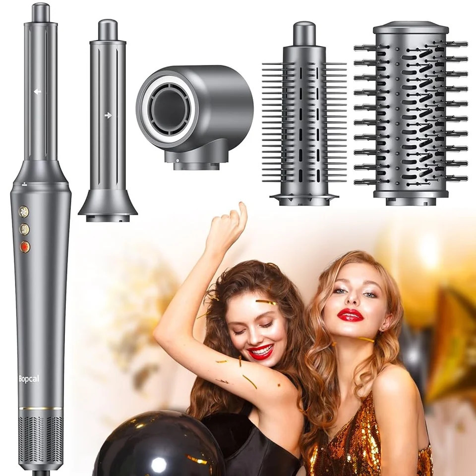 Bopcal 5 In 1 Hair Dryer Air Comb Electric Hair Curling Iron 1200W High Speed Blower Multifunctional Styling Tools Hairdryer 250513