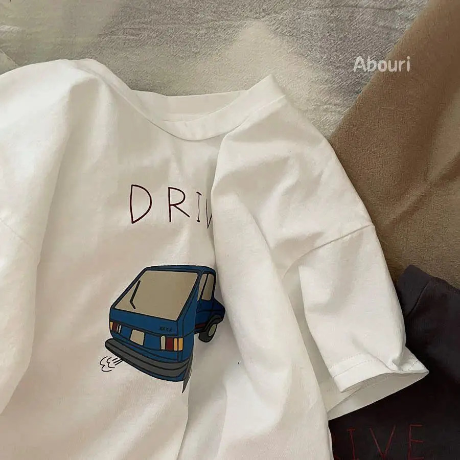Solid Color Prnted Short Sleeve Tees Summer Clothing Boys Loose Casual O-neck T-shirts Childrens Clothes Baby Boy T Shirts Tops 250515