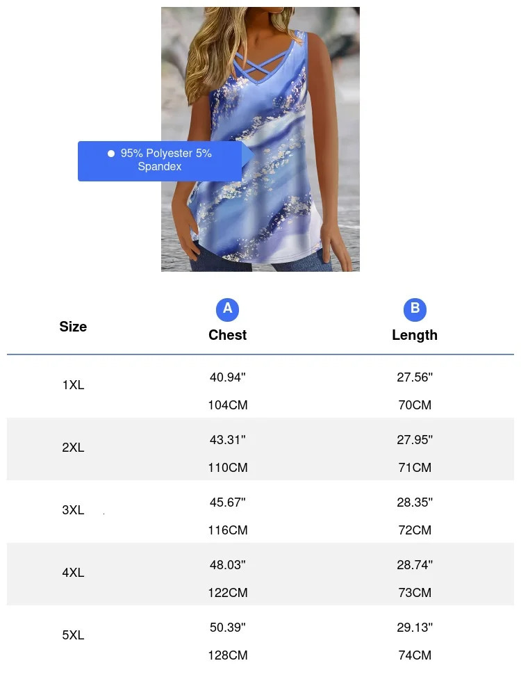 Plus Size Marble Print Tank Top Casual Criss Cross Sleeveless V Neck Top For Summer Spring Womens Plus Size Clothing 250515