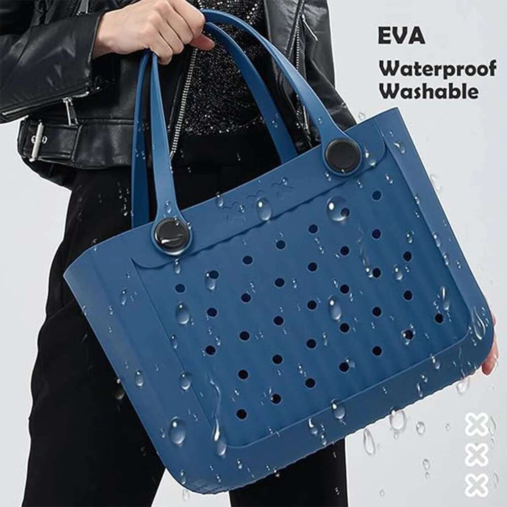 Waterproof Beach Tote Bag Large Washable Rubber Handbags Sports Travel Outdoor Anti-Tip Bag Gift For Women