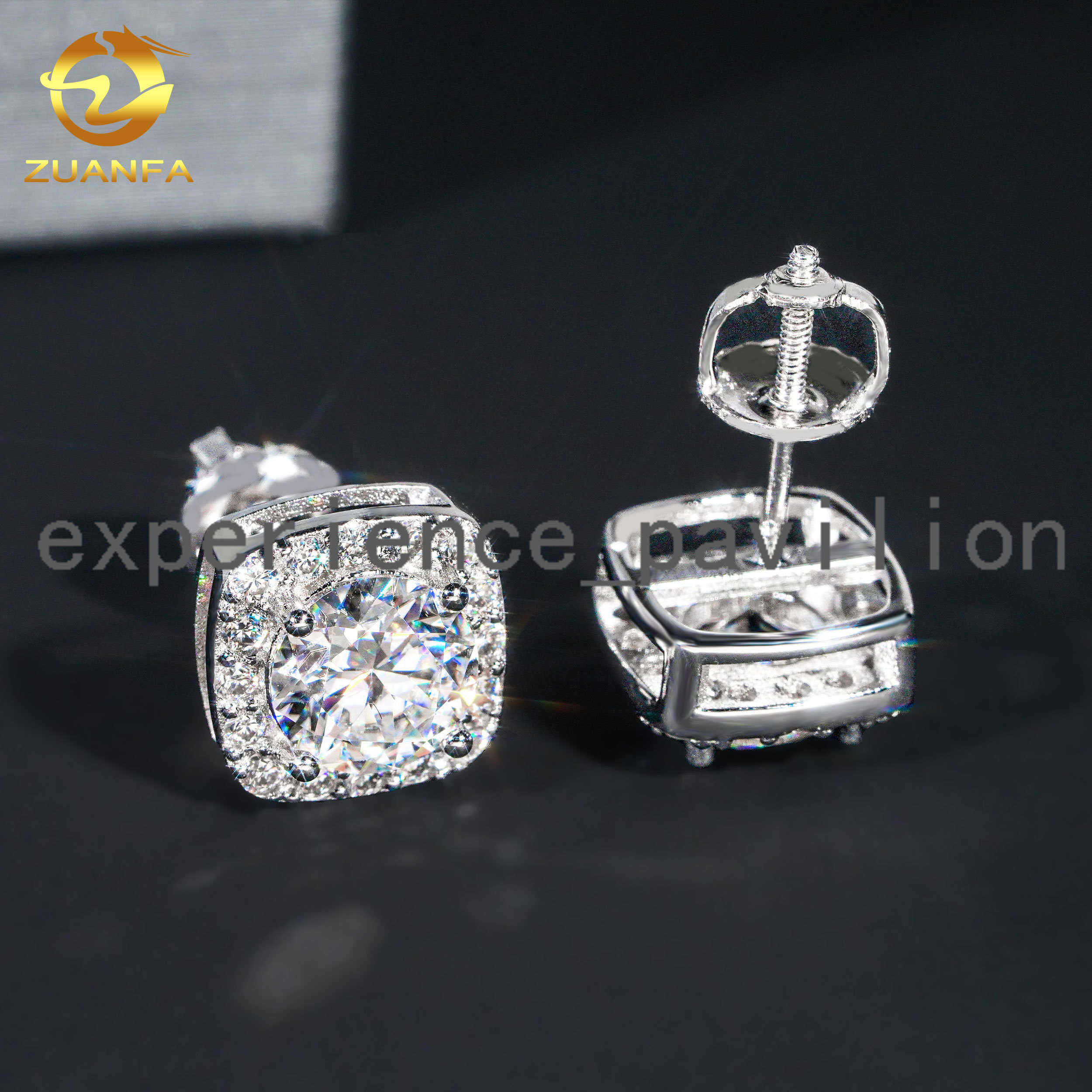Wholesale Price 5mm-8mm Moissanite Stud Earrings Halo Earrings 925 Sterling Silver Screw Iced Out Hip Hop Earring for Women Men