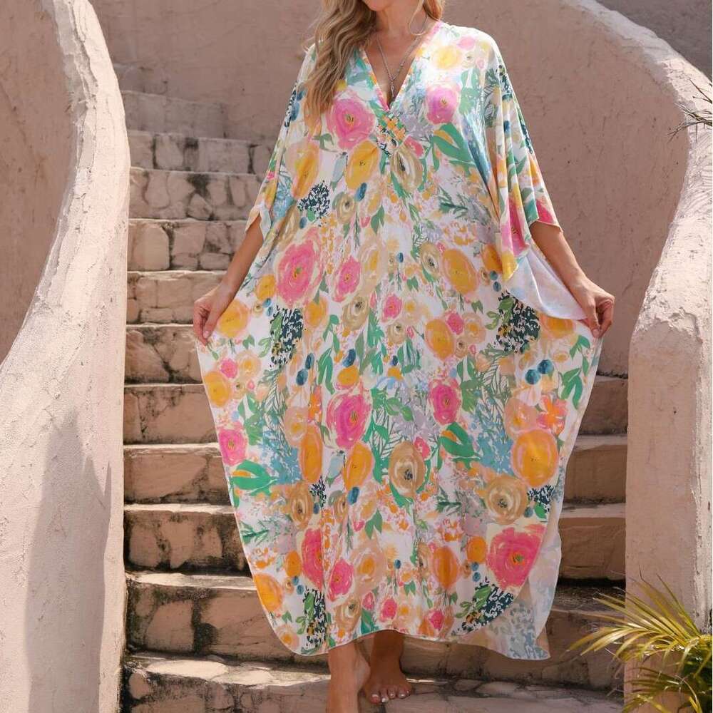 New European American style cotton beach cover for vacation, loose and sun resistant bikini robe, 2025 new casual fashion trend clothing