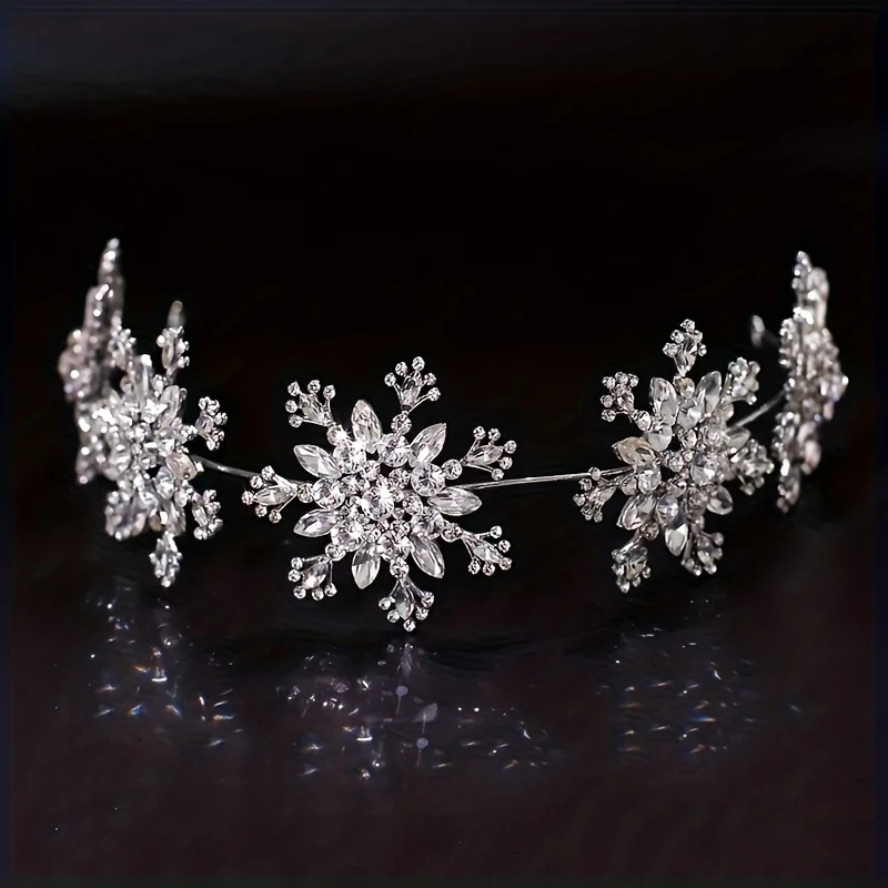 Baroque Crystal Snowflake Crown Tiara Headband For Women Party Rhinestone Bridal Wedding Hair Accessories Jewelry Crown Tiara 250509
