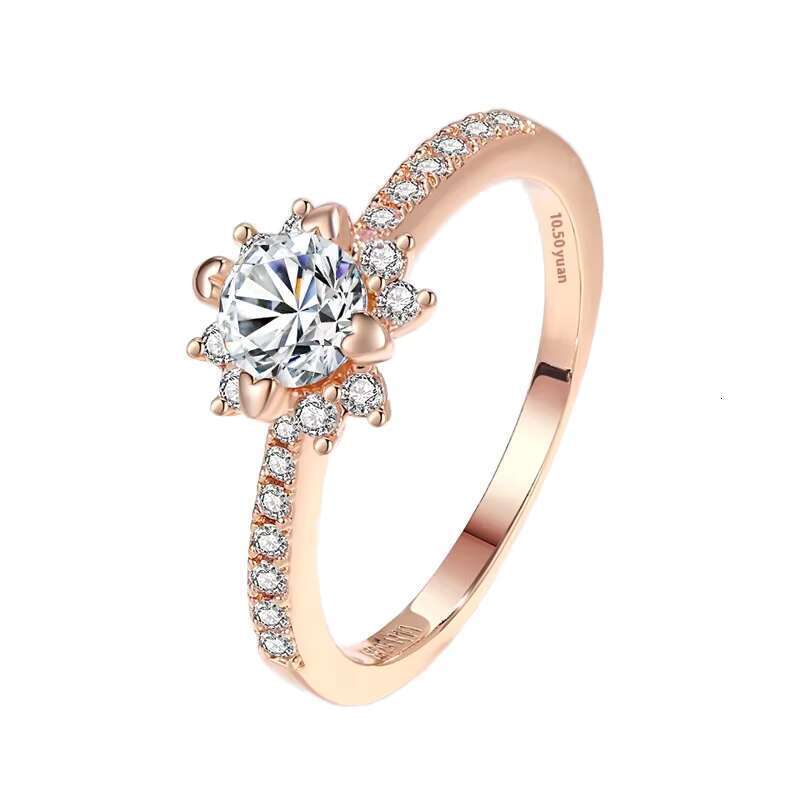 S pure silver women's sunflower pyroxene ring new classic champagne color fashion