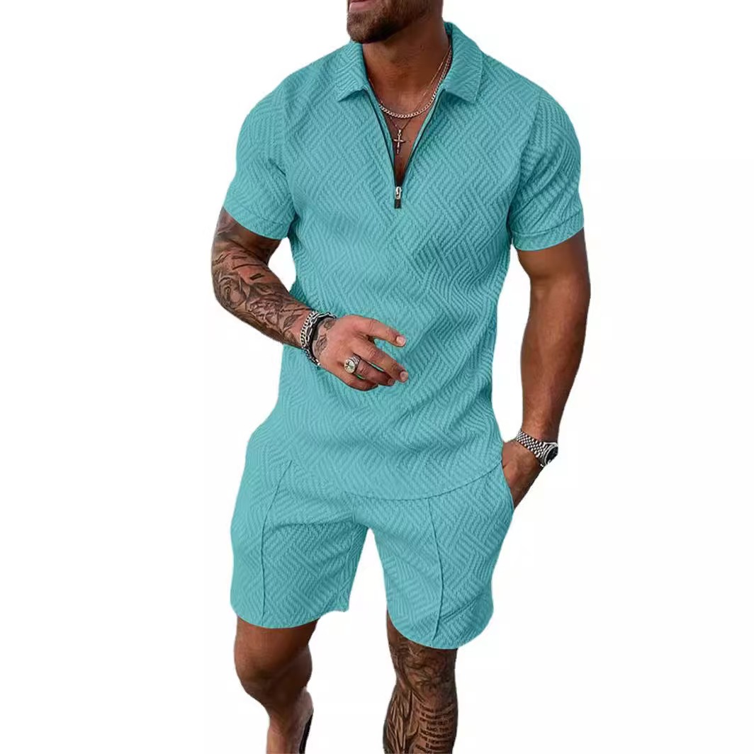 2025 Casual Suit Tracksuits 3D Printing Zipper Short Sleeve Polo Shirt Shorts 2 Piece Sets Summer Designer Tracksuit Men Clothing Fashion Slim Summer 