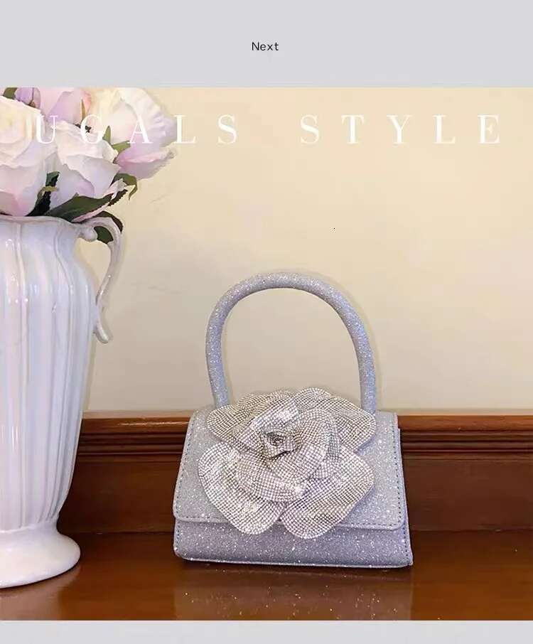 Glitter Shiny Dia Floral Evening Wedding Party Clutch Purse Fashion Women's Handbag Female Shoulder Crossbody Bag