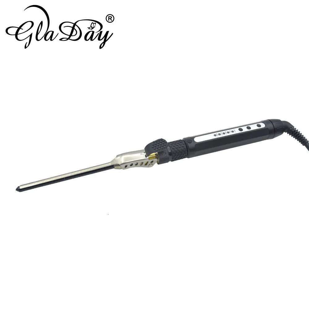 Men's Curler Ceramic 7mm Wand Small Deep Curly Hair Curlers Rollers Curling Iron Rotating 360 Degree