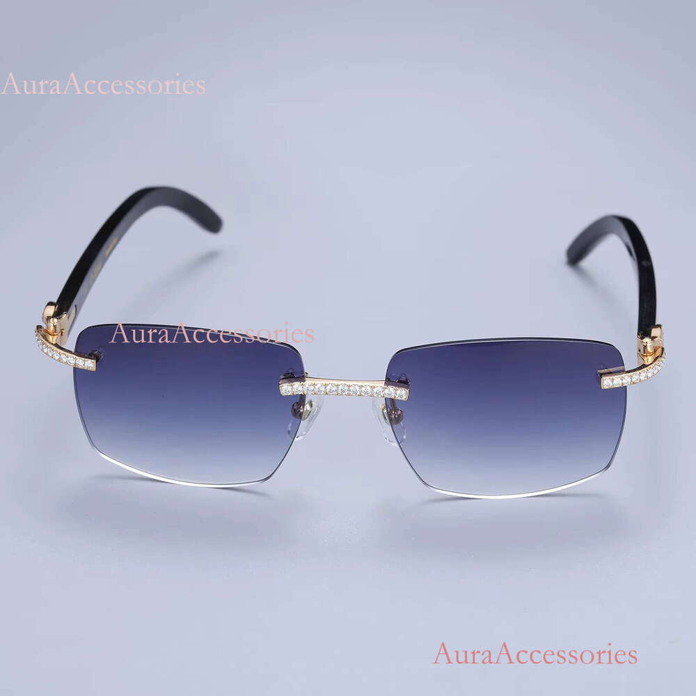 Pass Tester Glasses Stainless Steel Handmade Setting VVS Moissanite Dia Iced Out Sunglasses for Men Women