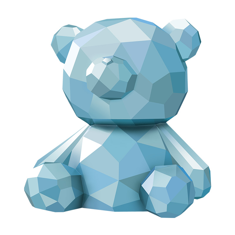Blue sitting geometric bear piggy bank